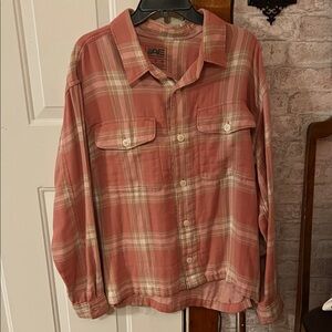 American Eagle Outfitters Coral Plaid Shirt